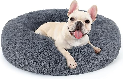 rabbitgoo Cama calmante para perros pequeños, cama para mascotas de 27 pulgadas, lavable, cama redonda esponjosa, cama grande de felpa
