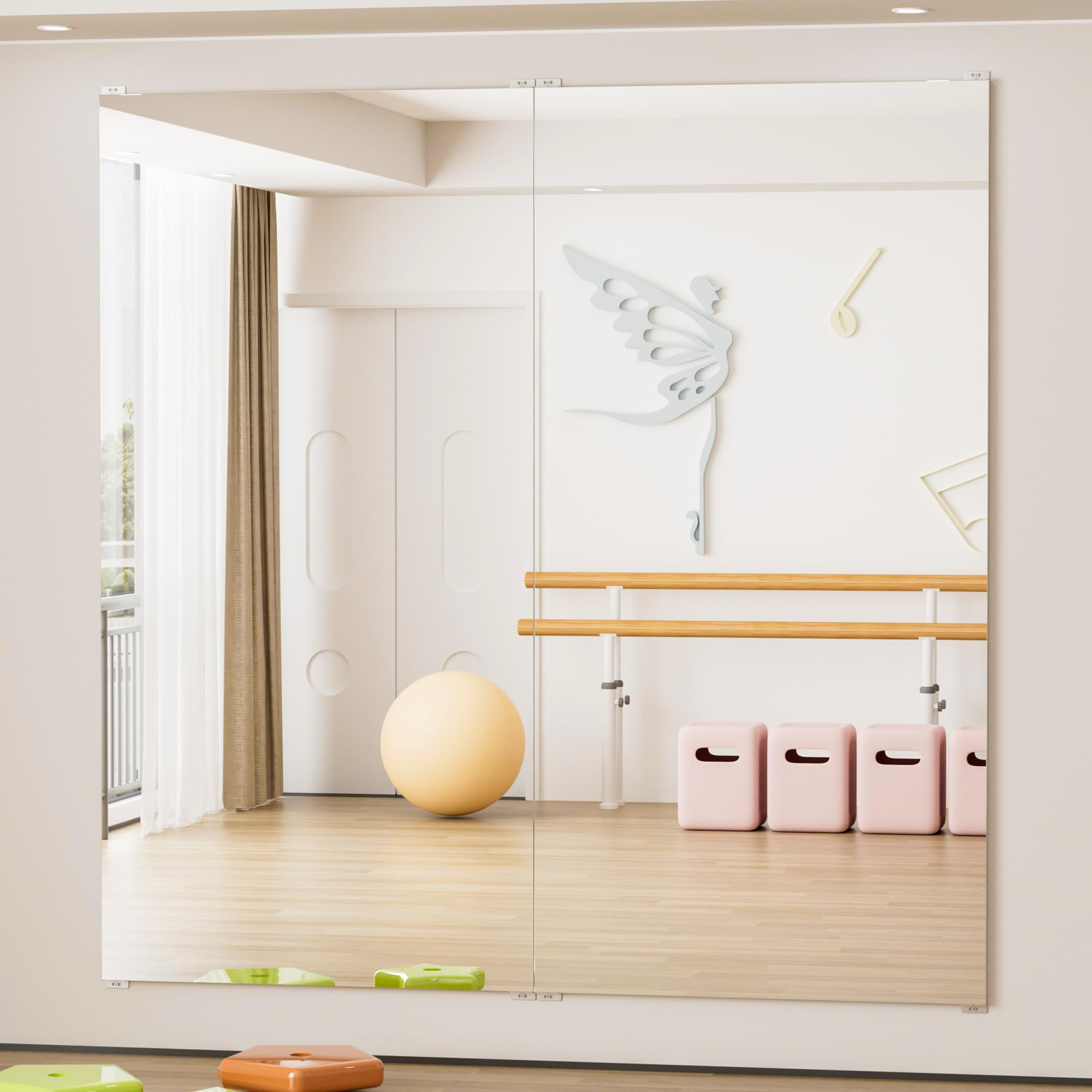 Amazon.co.jp: Brisafe 割れない鏡 幅90cm×高さ180cm 2枚セット