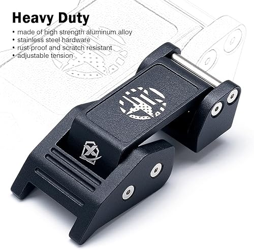 Miniatura 31 de Xprite Pestillos de aluminio morado para capó con bandera de Estados Unidos, kit de pestillos ajustables para capó compatible con Jeep Wrangler JK