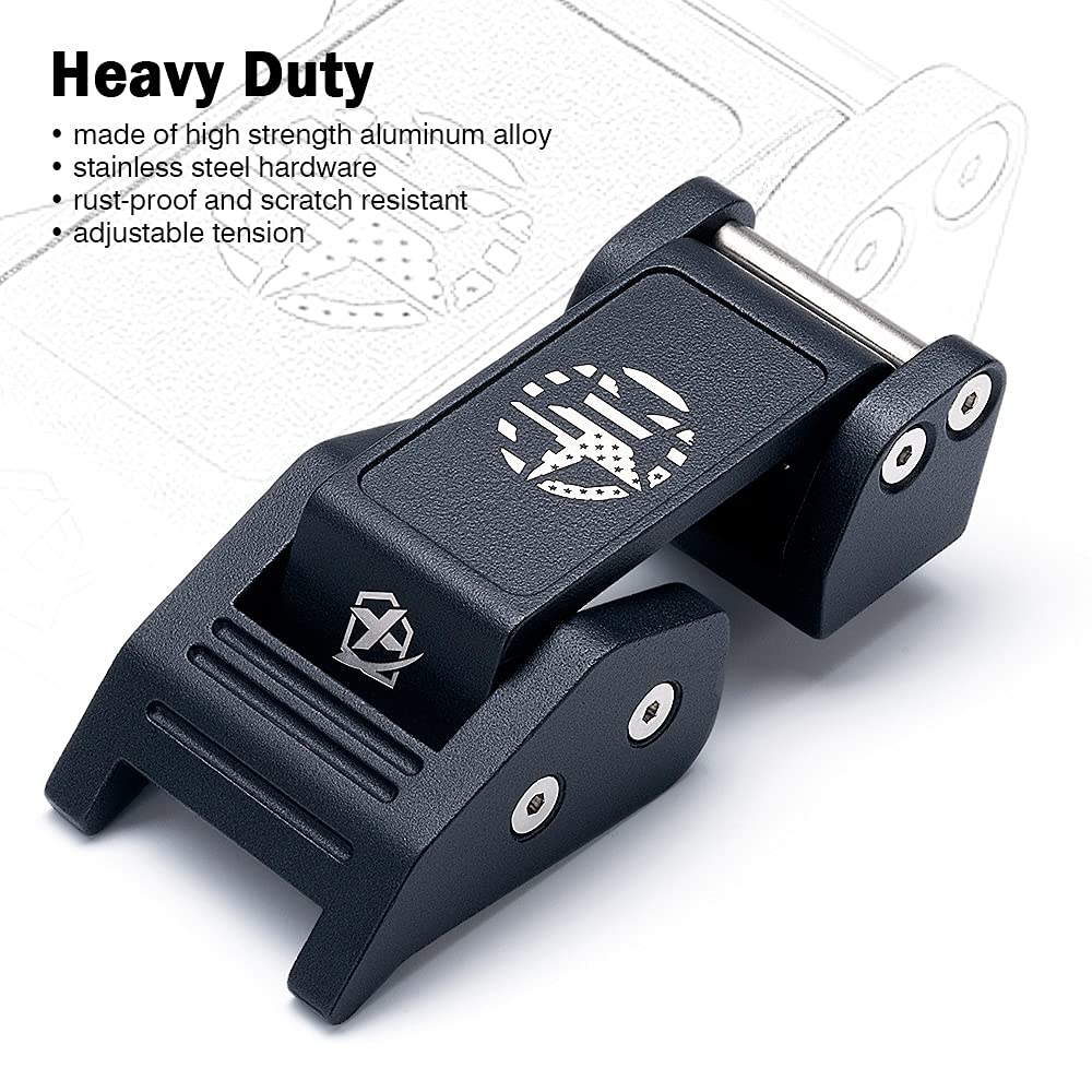 Xprite Loquets de Capot en Aluminium avec étoile, kit de loquets de Capot réglables compatibles avec Jeep Wrangler JK JKU 2007-2018 et Jeep Wrangler JL JLU 2018-2021 Gladiator JT