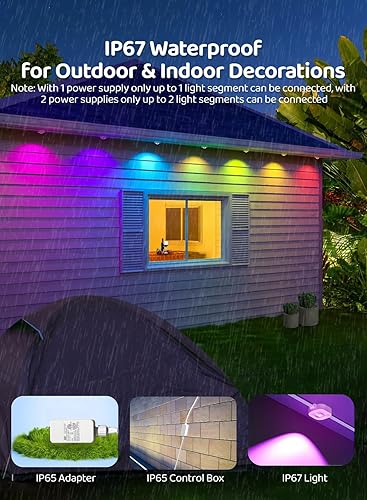Miniatura 7 de Gaoxun Luces permanentes para exteriores de 200 pies, luces LED inteligentes de Navidad RGBW con 72 LED, control por aplicacióncontrol remoto,