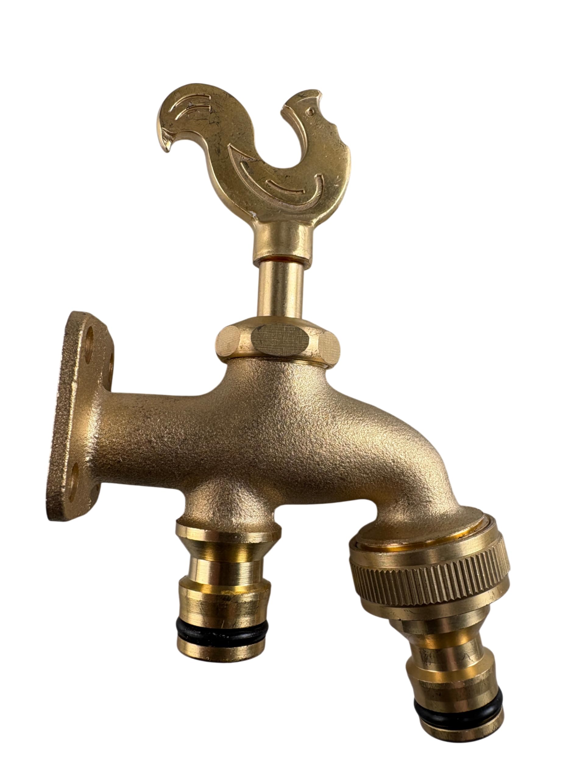 Anywhere Outdoor Garden Solid Brass Rooster Tap No Plumbing Required Click On Water Supply from Garden Hose (tap with Hose Connector)