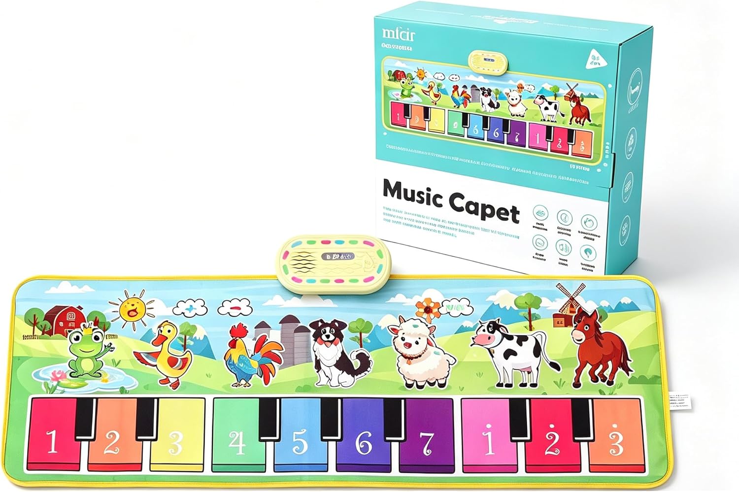 Toddler Toys Farm Animals Piano Mat, Baby Musical Floor Carpet Play mat for Kids,Sensory Educational Learning Dancing Keyboard,Touch Blanket Xmas Christmas Birthday Gift for 1-5 Year Old Girl boy