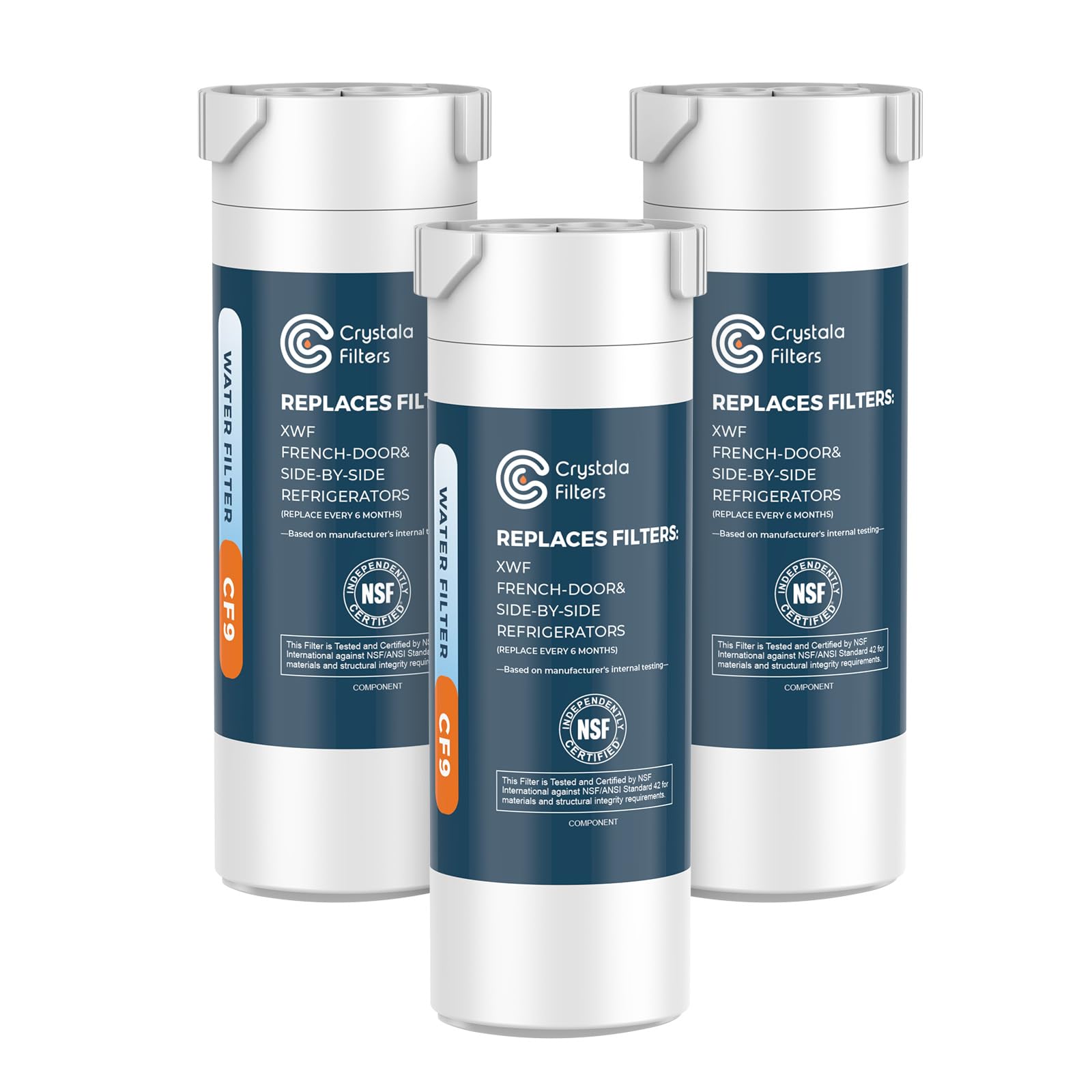 Crystala Filters XWF Replacement for GE XWF Refrigerator Water Filter Pack of 3 (Not XWFE)