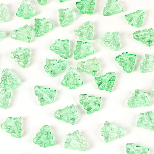 Miniatura 7 de 100 cuentas de vidrio grandes para hacer joyas, cuentas verdes de Navidad para hacer pulseras, collares, aretes, manualidades, 0.591 x 0.630 in,