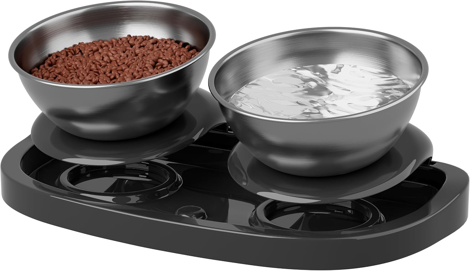 Elevated Food and Water Cat Bowls for Cats and Small Dogs, 4 Different Adjustable Positions, Ant-Proof, Non-Spill, Anti Vomiting, Whisker Friendly Raised Cat Bowls for Indoor and Outdoor