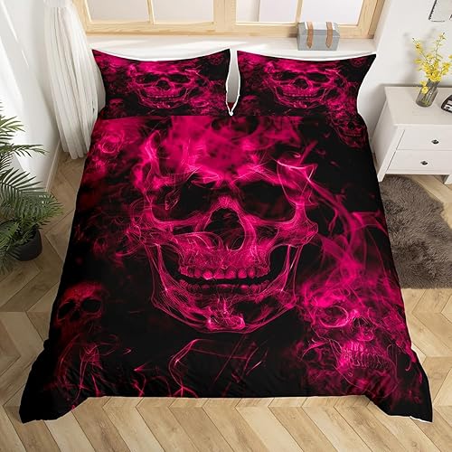 Feelyou Sugar Skull Bedding Set King Size Gothic Skull Comforter Cover Set for K