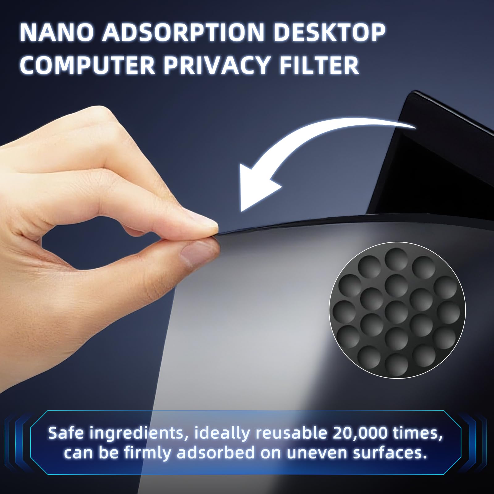 23.8 Pollici 16:9 Nanoadsorbimento Filtro Privacy Premium, Rimovibile Anti Luce Blu/Antiriflesso/Anti UV, Pellicola de Protezione per 23.8" Monitor/Laptop Computer