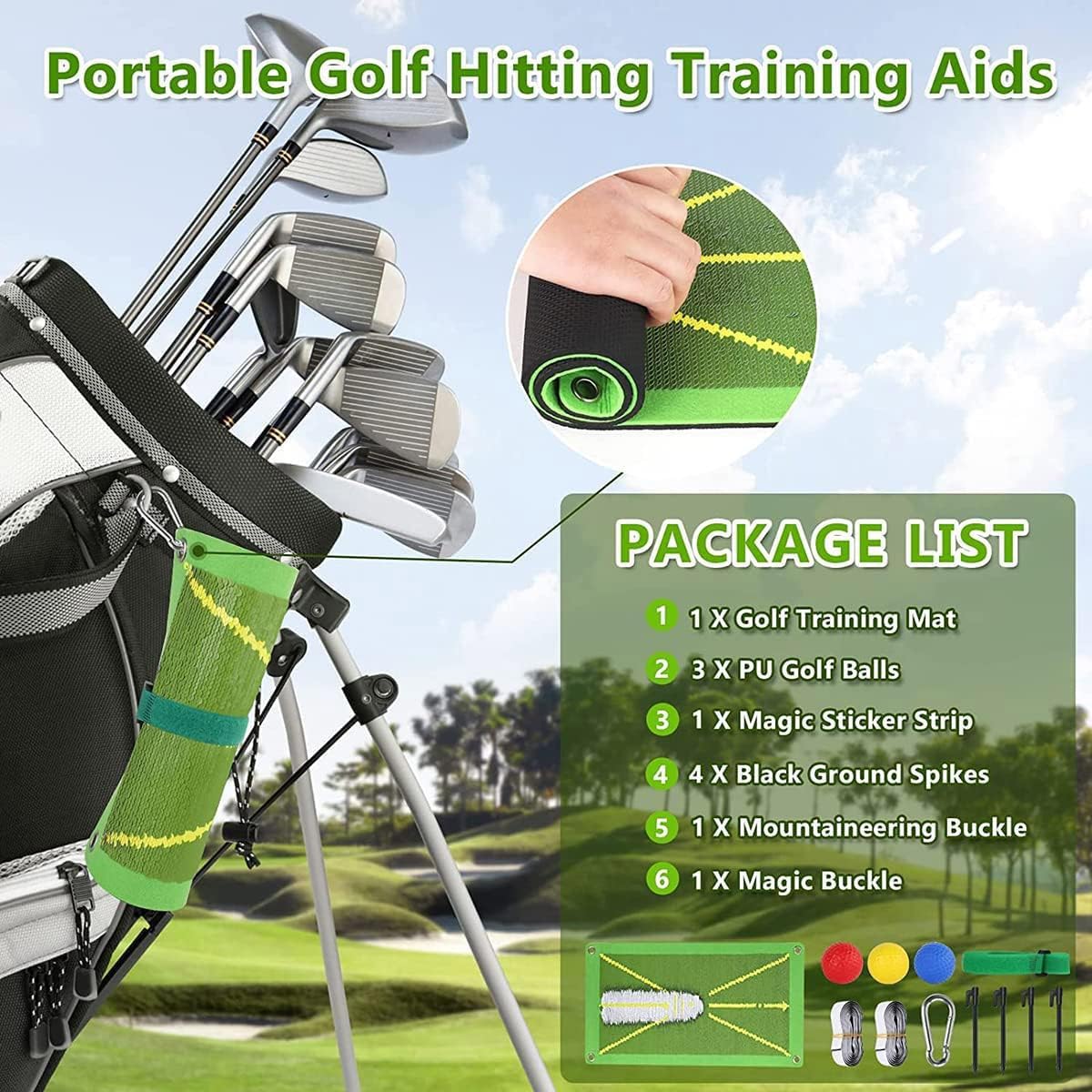 Faltbare Golf-Schlagmatte,Golfübungsmatte mit SofortFeedback, Schwungweganalyse, 24 x 49cm Tragbare Übungsmatte für Driving, Chipping und Putting-Training, tragbare Golf-Übungsmatte