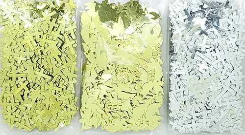 Miniatura 3 de Cruz de confeti de Navidad en oro, ángel plateado con cuerno, paquete de 3 (1.5 onzas) #3002