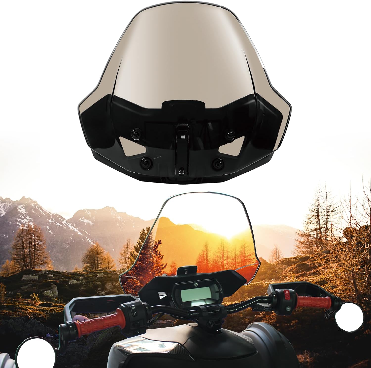CPOWACE Dark Tinted Front Windshield for Ryker, Adjustable Sport Windshield Compatible with Can Am Ryker 600, 900, Sport & Rally Edition 2019-2023 Accessories Replace OEM # 219401023