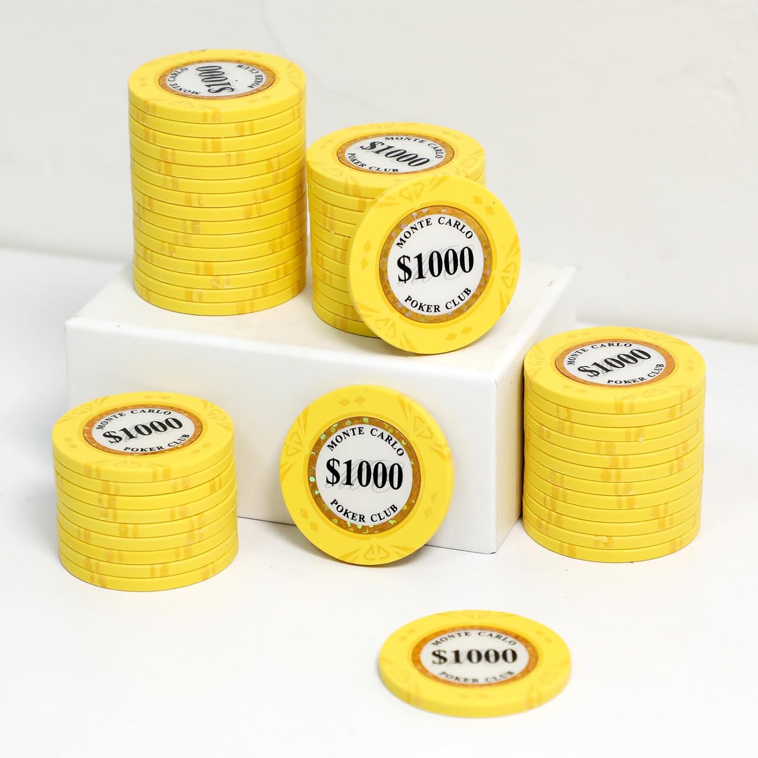 14 Gram Clay Poker Chips Monte Carlo Poker Chips Casino Grade Poker Chip Numbered Chips and Blank Chips for Texas Hold'em, Blackjack Poker Games Pack of 50 Pieces H $1000