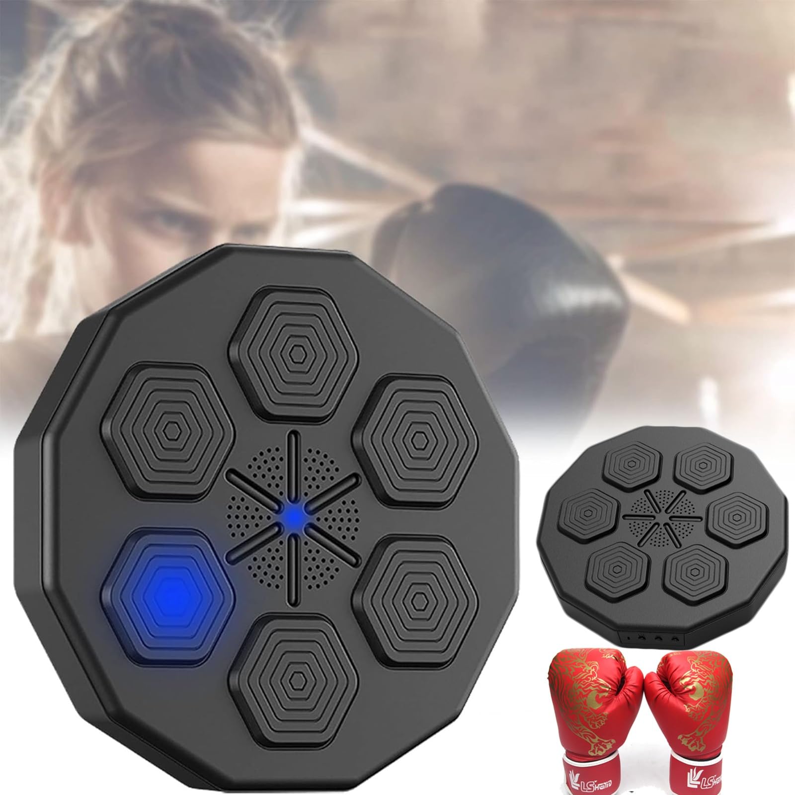 QHDPKU Music Boxing Machine Home Wall Mount Music Boxer, Electronic Smart Focus Agility Training Digital Boxing Wall Target Punching Pads Suitable for Kid Parent-Child Fun Gift (Size : B)