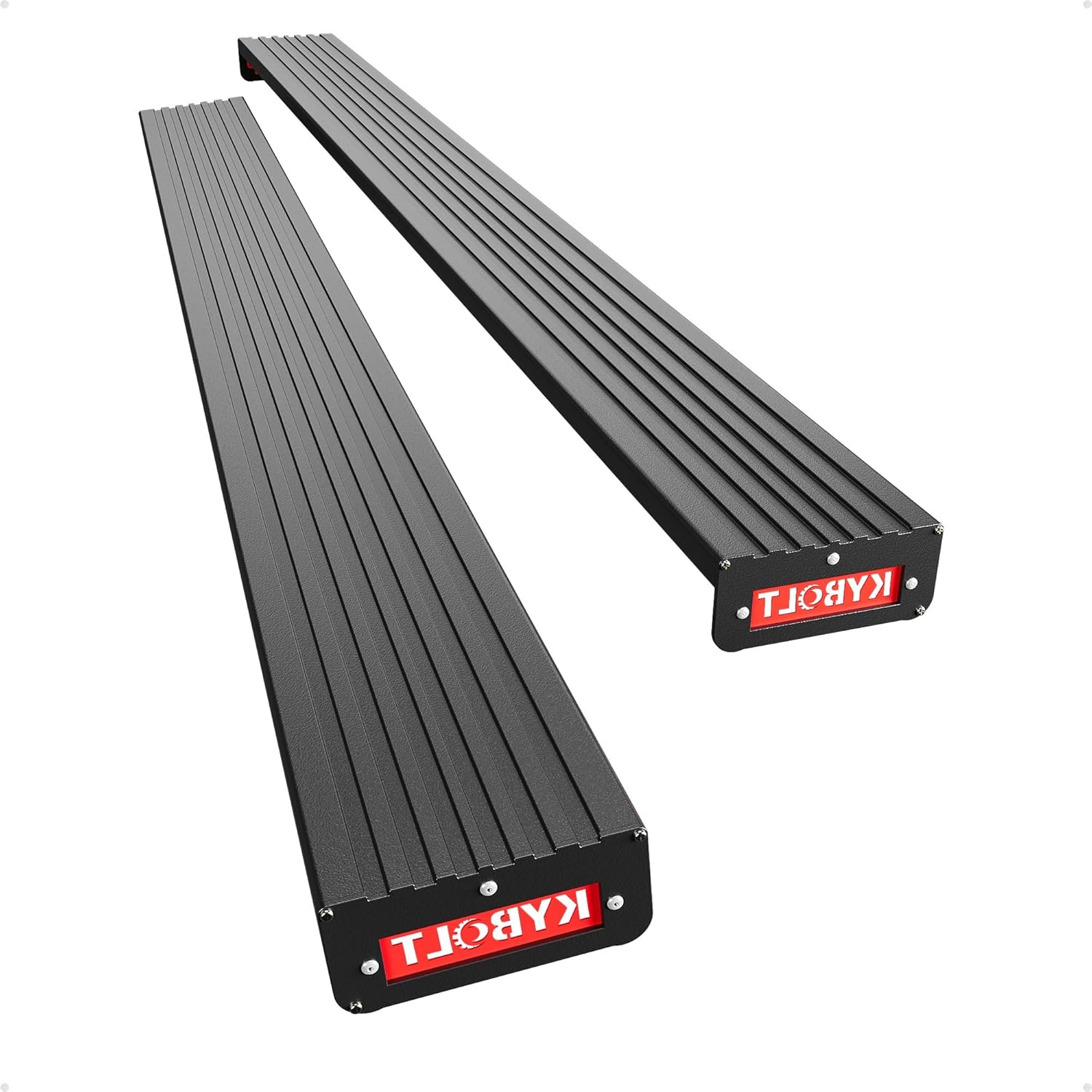 84.25" x 8.66" x 8.66" Black Aluminum Running Boards for Chevy Silverado Sierra 1500 2500HD 3500HD Double Extended Cab 2007-2019 Non-Slip Side Steps
