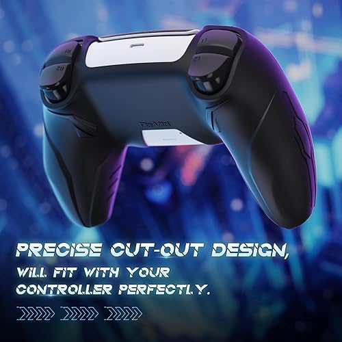 Miniatura 5 de PlayVital 2 Pack Silicone Skin Set for PS5 Controller - Charging Dock Compatible, Full Protection Case with Futuristic CyberMech Design, Soft Cover