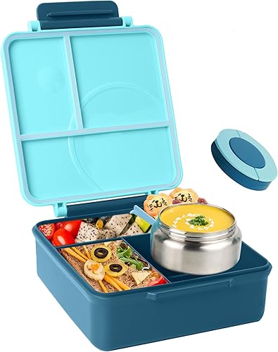 Caja Bento para niños Lonchera aislada con termo de 8 onzas, recipientes de almuerzo a prueba de fugas para exteriores y campamentos