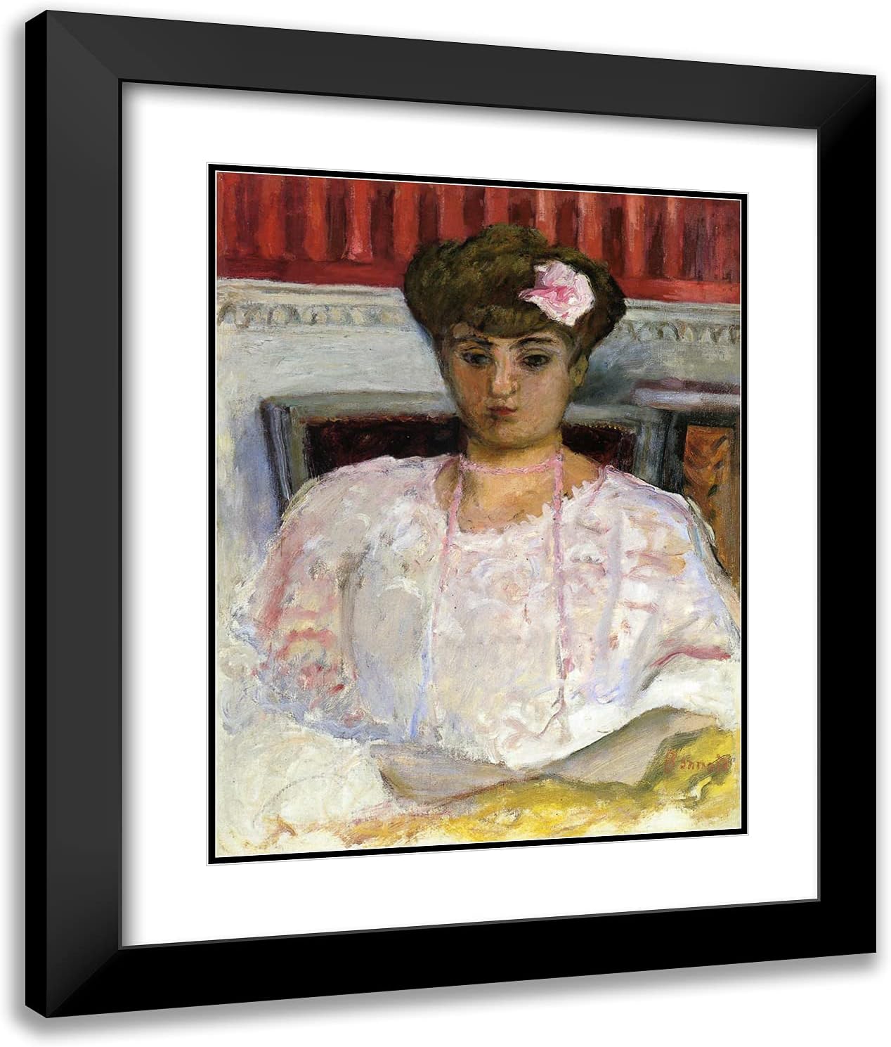 ArtDirect Bonnard, Pierre 20x24 Black Modern Framed Art Print with Double Matting Titled: Portrait of Misia