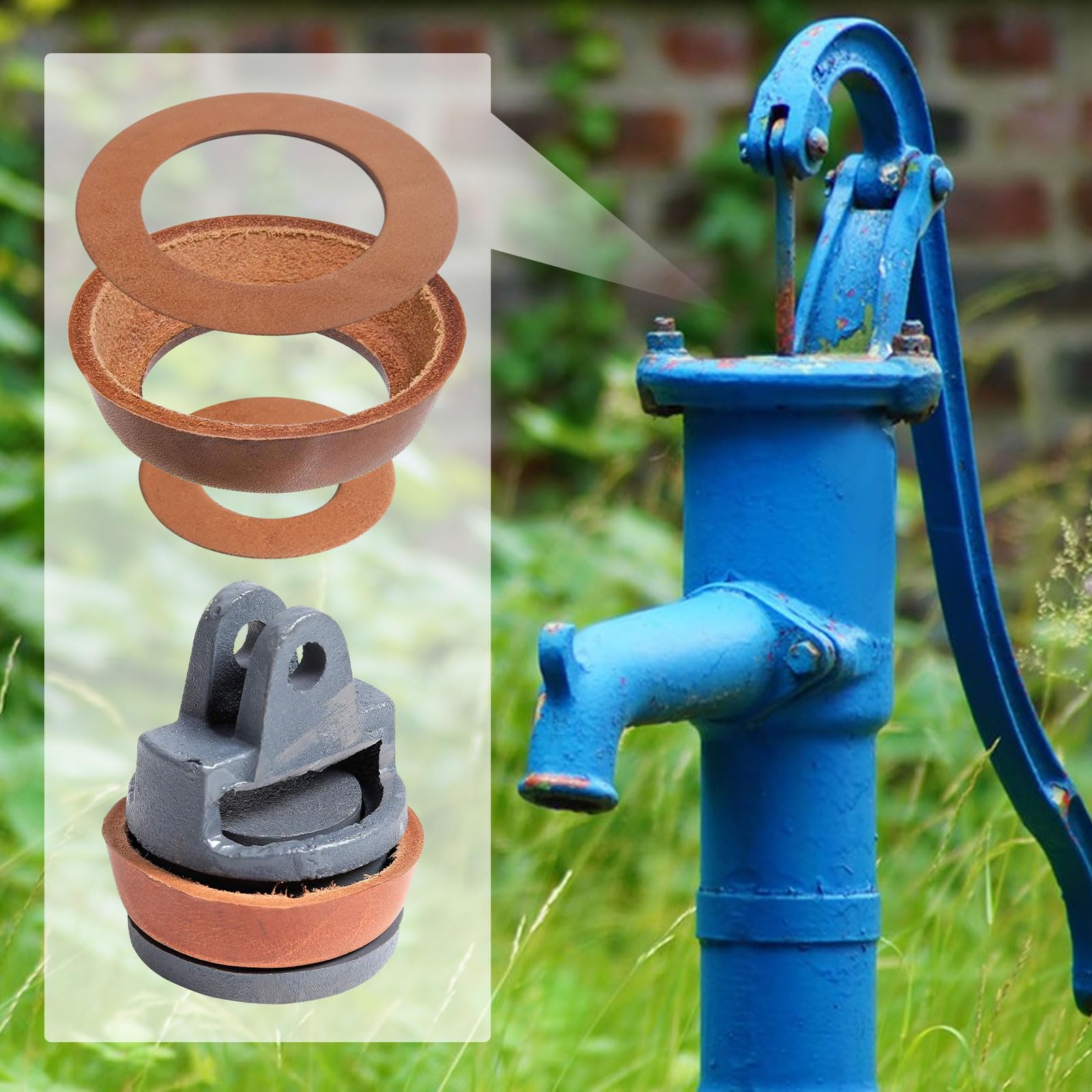 4 Manicotti In Pelle Per Pompa A Mano Tipo 75 | Guarnizioni Per Pompe Ad Acqua | Ricambi Per Fontane E Pompe A Pistone - Foto 9