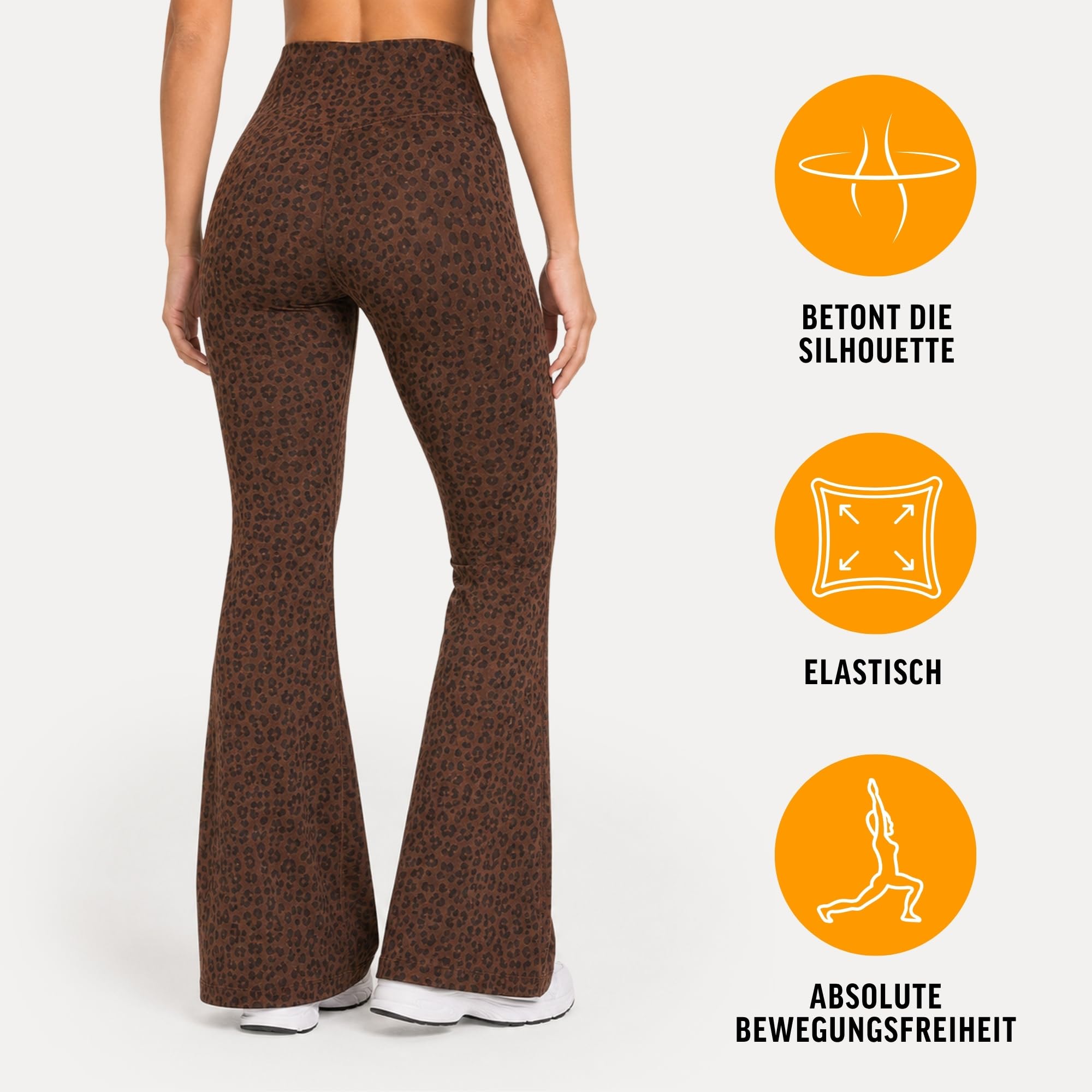 SMILODOX Schlagleggings Damen Lithara Solid, Flared Bootcut Sporthose mit fest angenähtem Leo-Umschlag, High Waist Leggings mit 4-Wege-Stretch, blickdichte Fitnesshose für Yoga, Gym und Alltag