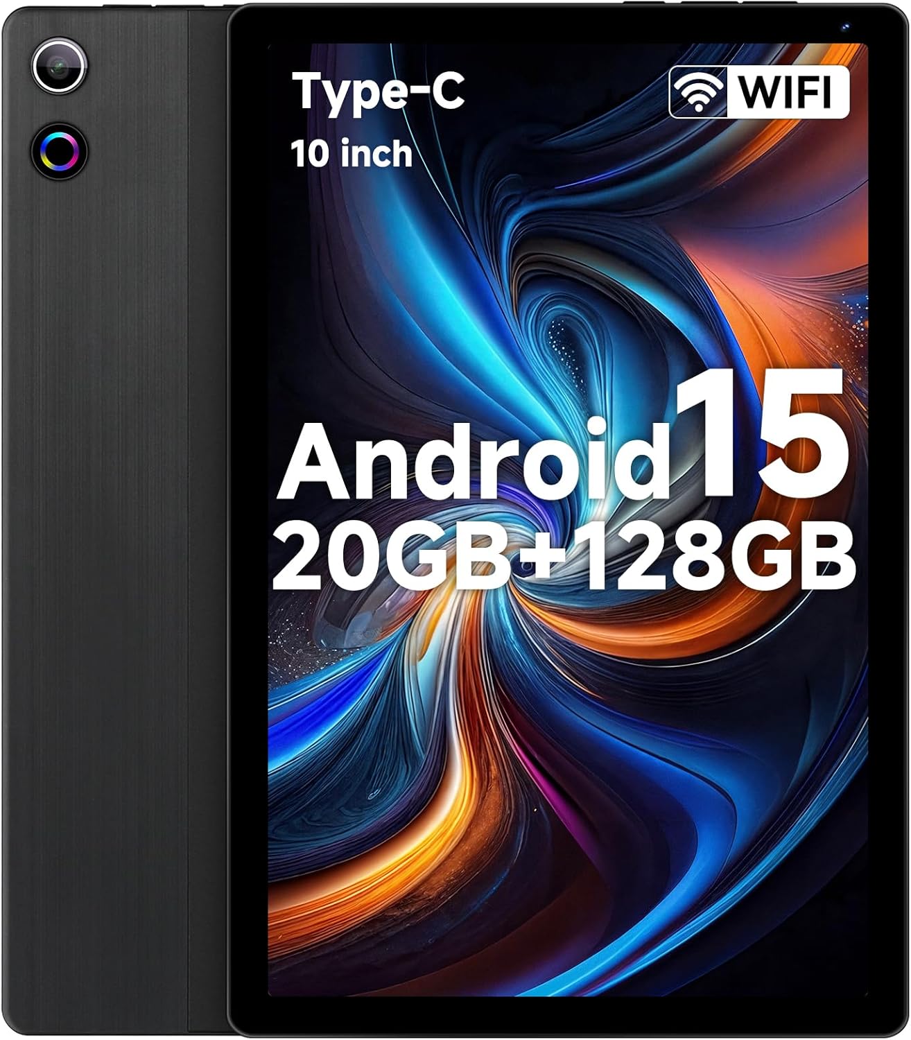 Tablet, Android 15 Tablet 10 Inch, 20GB+128GB+1TB TF, 8-Core HD Display, 5000mAh Battery,Dual Camera, Face ID, Slim Lightweight,Black