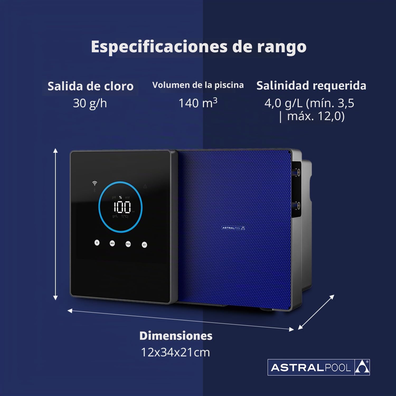Clear Connect 30 Escalable - Clorador Salino para Piscinas Sin Químicos - Electrólisis de Sal - Astralpool