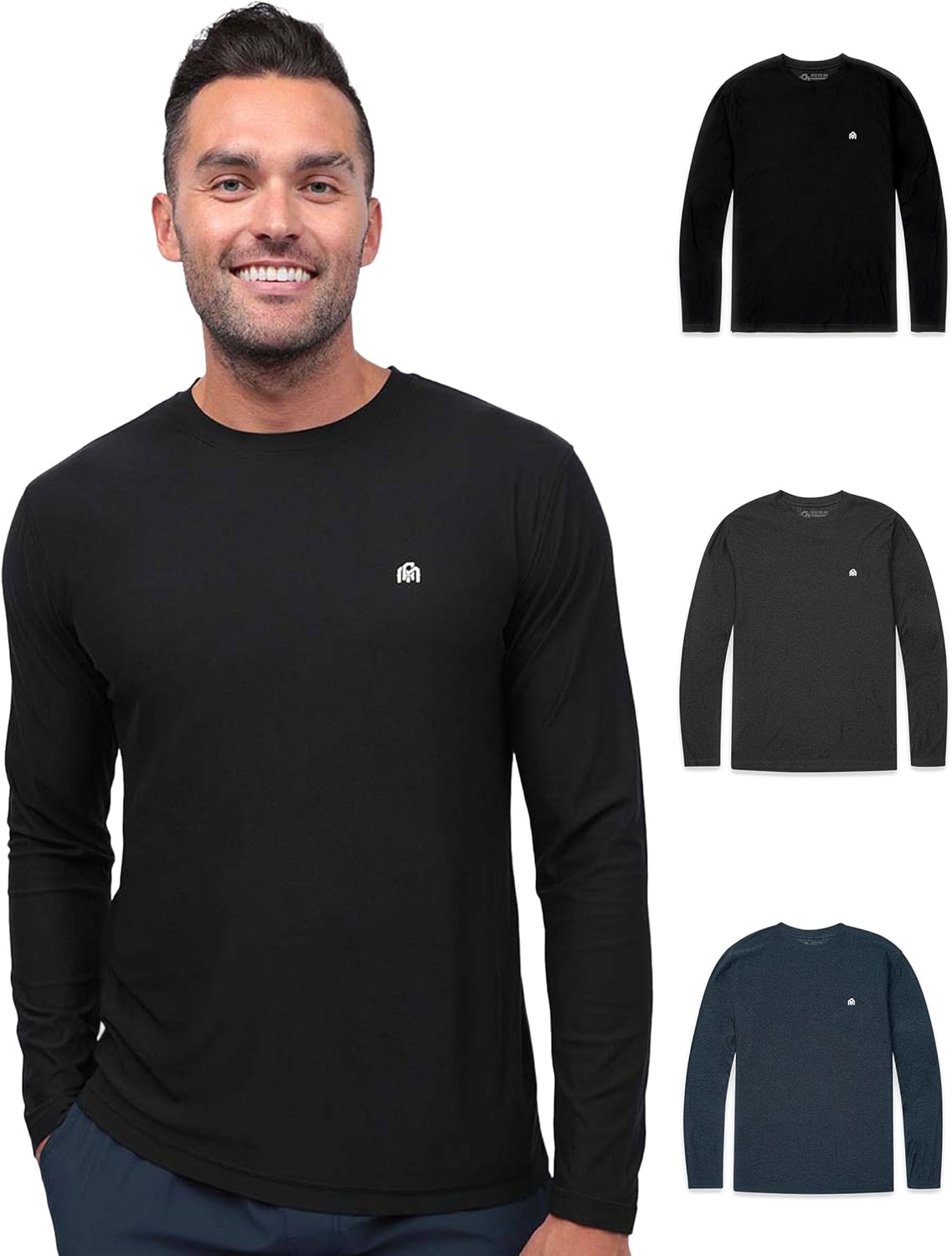 INTO THE AM Men’s Performance Dri-Fit Long Sleeve Athletic Gym Shirt for Men S-3XL - Moisture-Wicking Workout & Running Tee