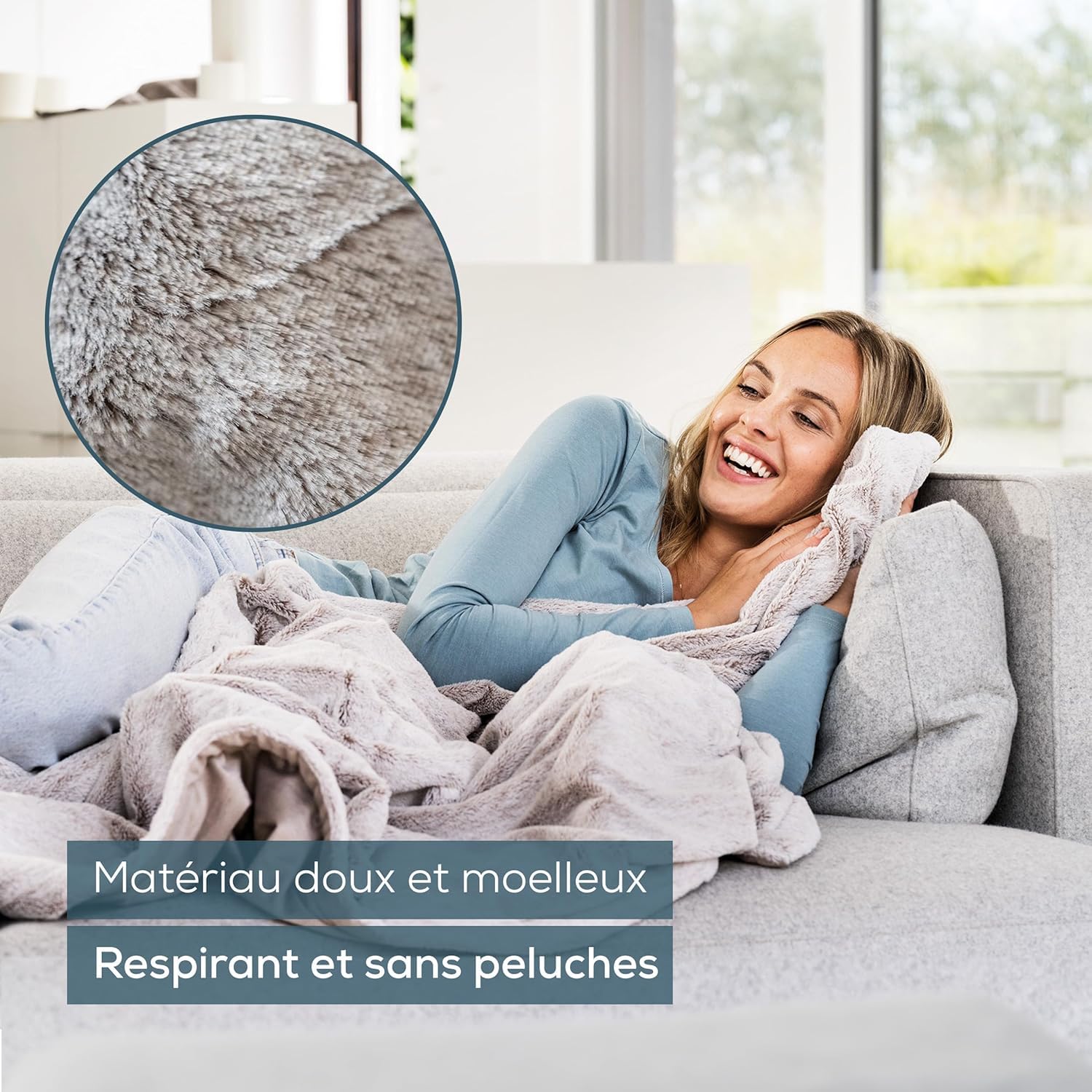 Beurer HD 150 XXL Nordic couverture chauffante électrique avec arrêt automatique, 200 x 150 cm, 6 réglages de température, lavable en machine, couverture confortable en apparence de fourrure