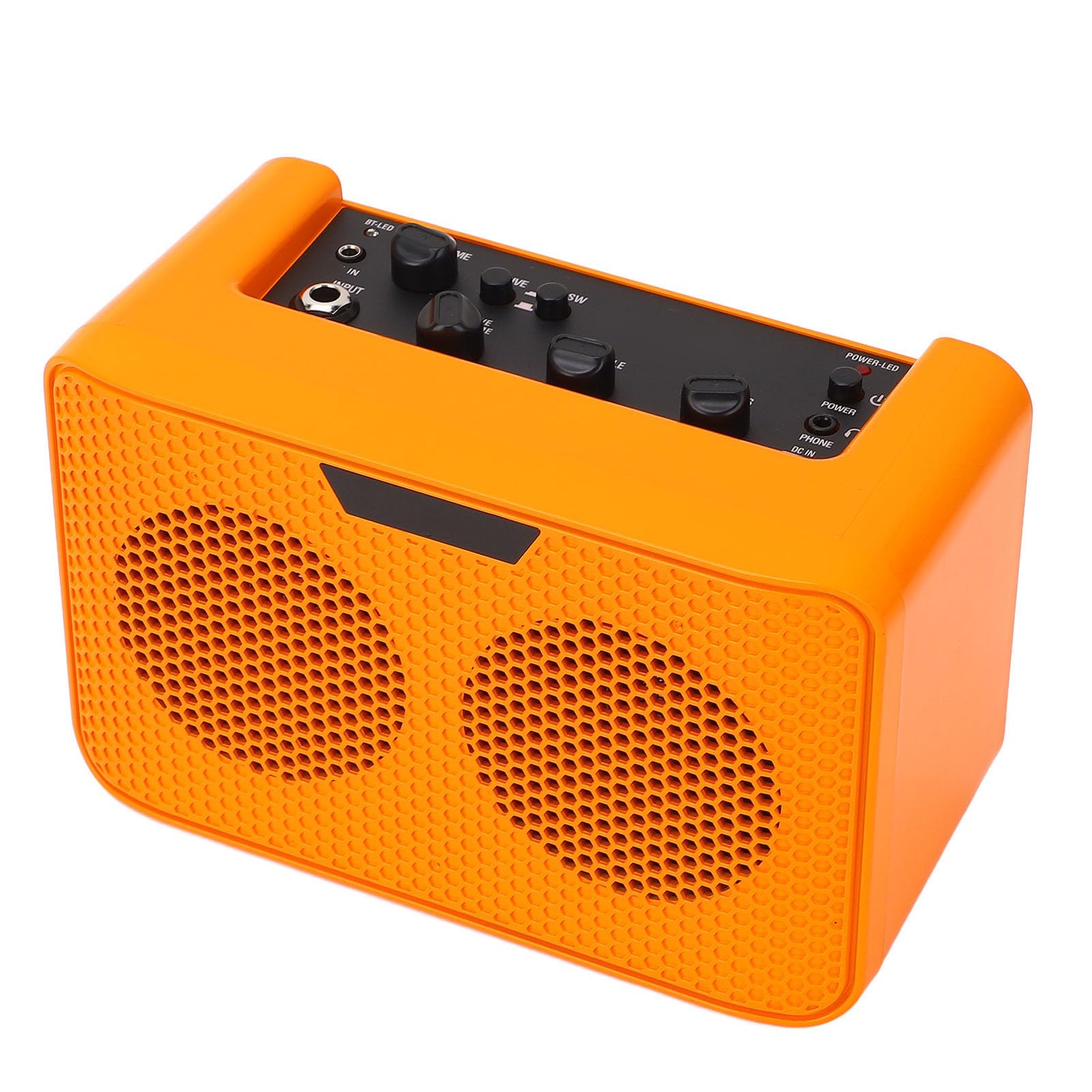 Fafeicy Wzmacniacz do Gitary Elektrycznej 10 W z Efektem Opóźnienia BT Przenośny Głośnik ze Wzmacniaczem, Kompaktowy Wzmacniacz Gitarowy ABS z Wejściem Mikrofonowym Regulacja Głośności Tonu do