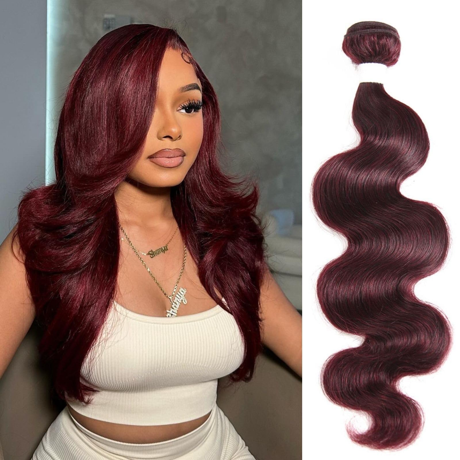 NWOT REMY HUMAN HAIR HAIRDO EXTENSION ONE PIECE DEEP BURGUNDY RED 1 Pc Amazon.com : REMY HAIR FASHION Human Hair Bundles Red Deep  main image 3