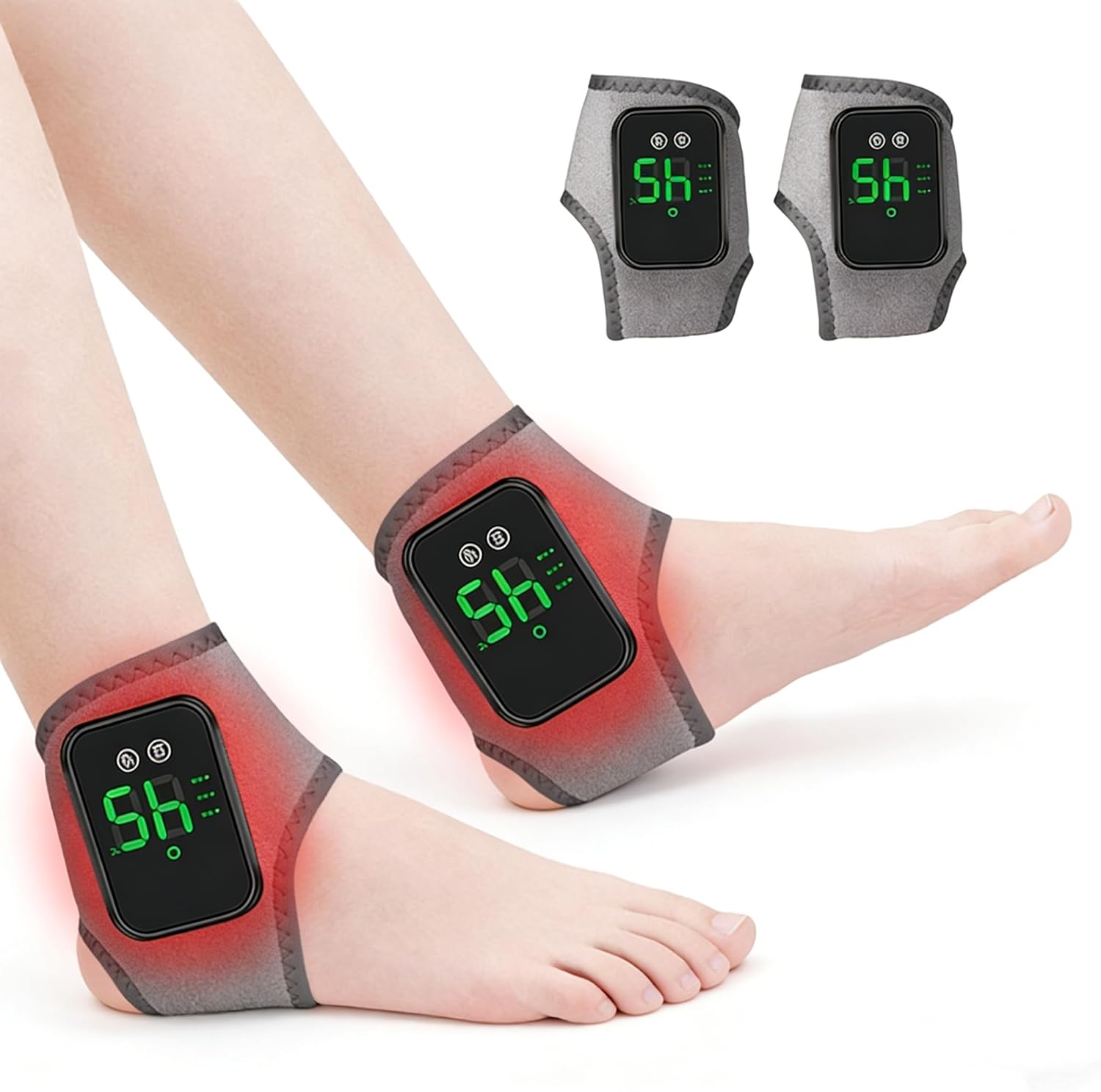 Longzhuo 2 Pack Foot Massager, Wireless and Portable, 5 Heating Levels, 3 Vibration Modes, LED Touchscreen, Neuropathy Foot Massager