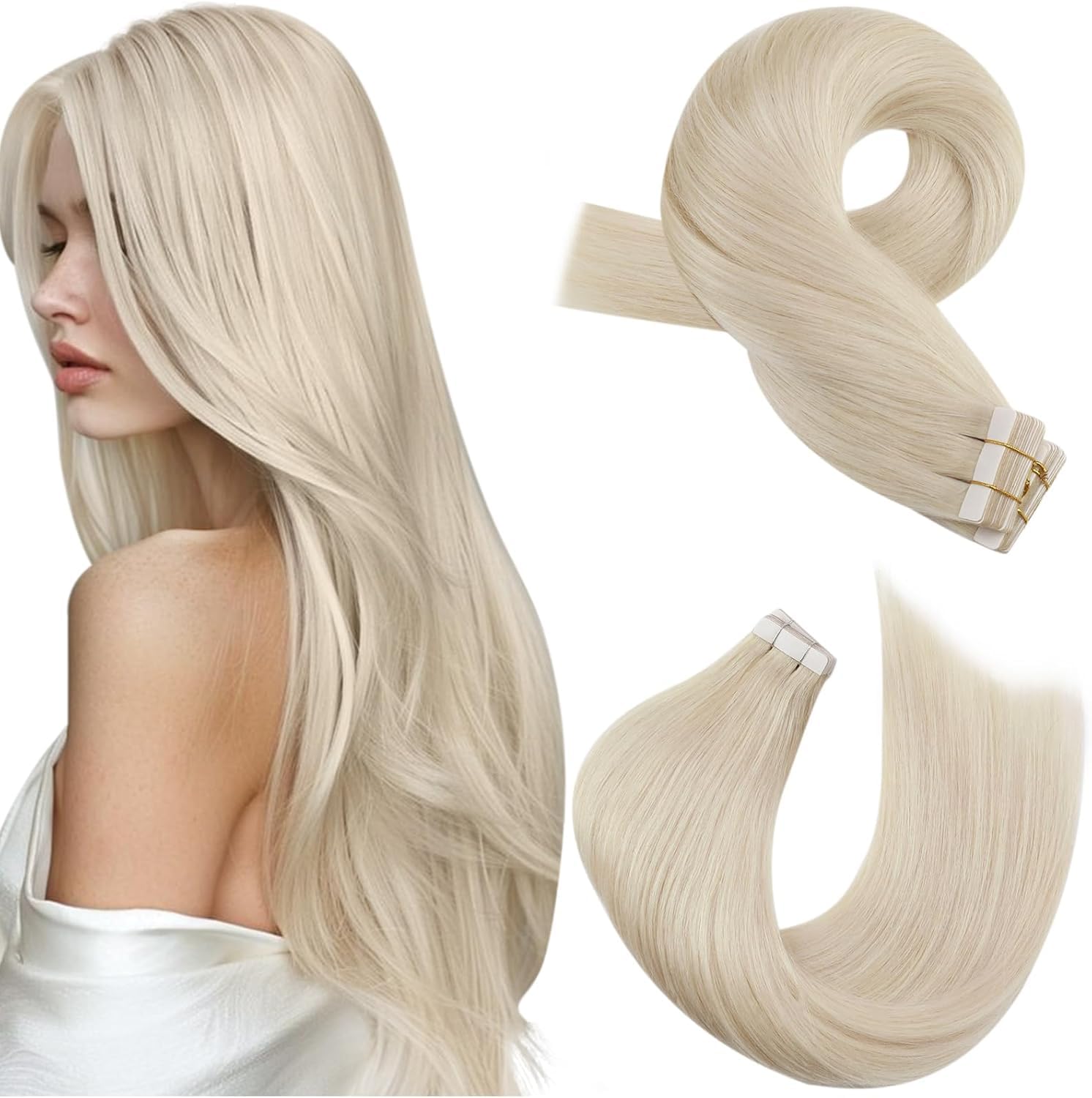 Moresoo Extensions Echthaar Tape in Unsichtbar Tape Extensions Echthaar