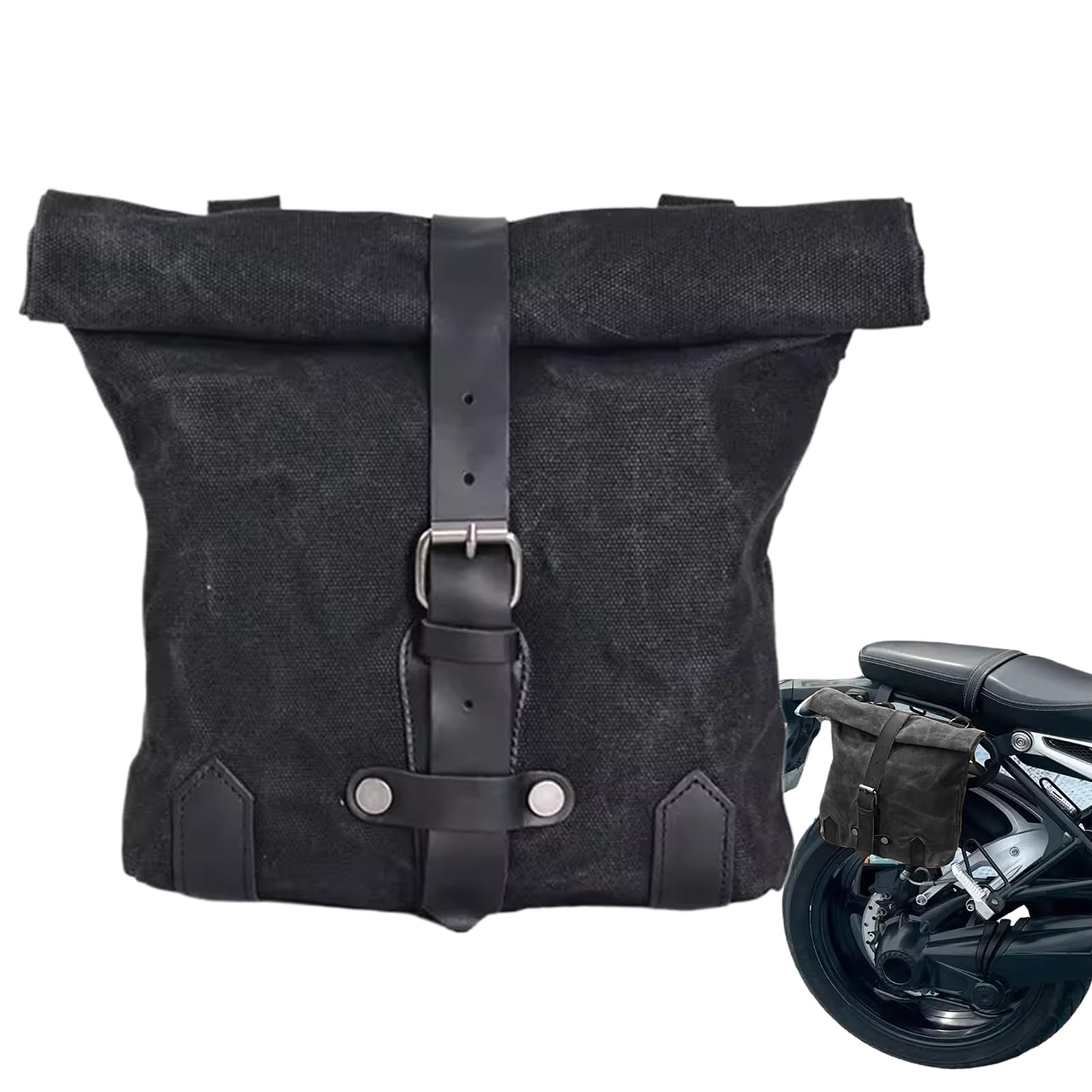 Borsa In Tela Cerata Vintage Retrò Per Moto - Custodia Laterale Impermeabile Per Attrezzi, Sella e Forcella