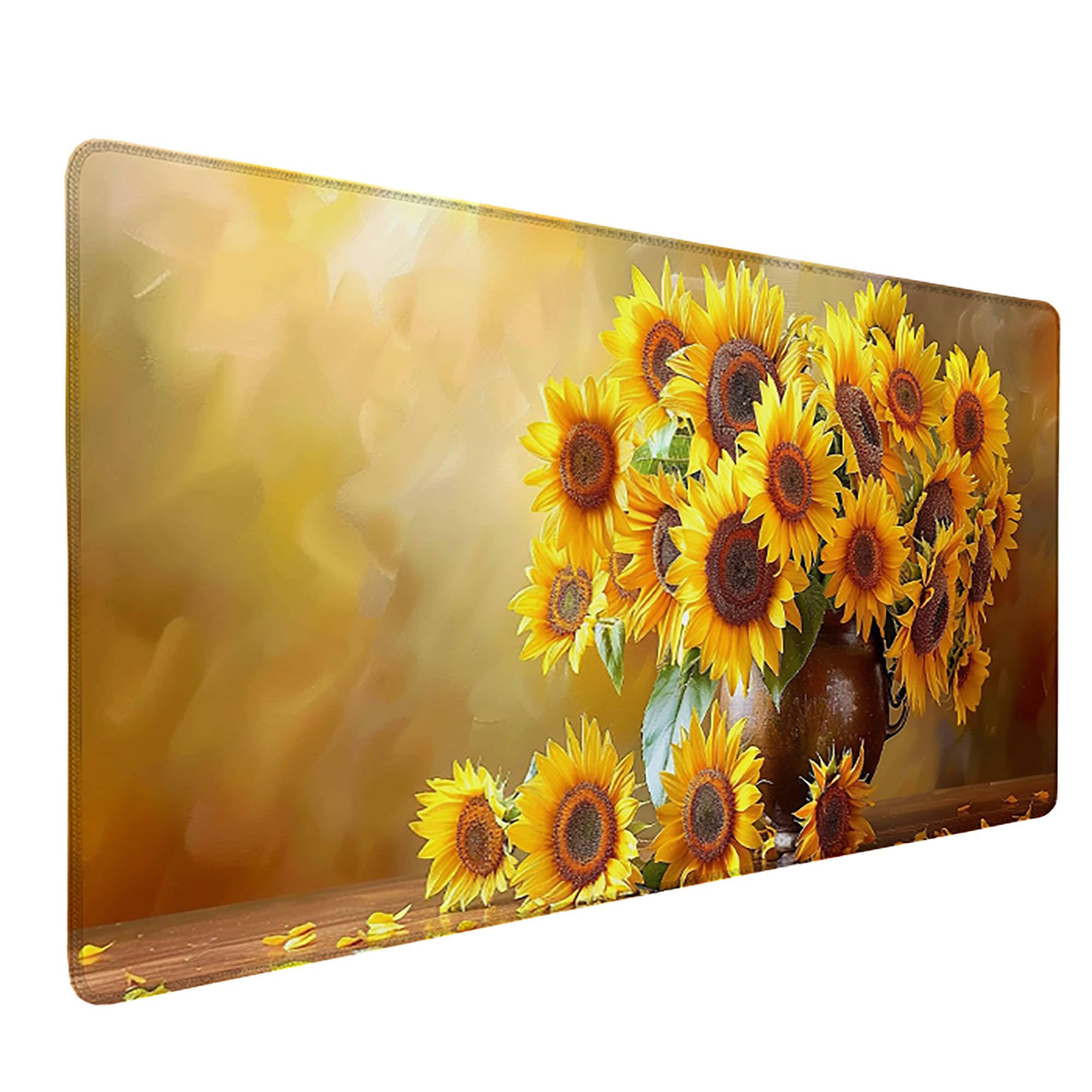 Żółta podkładka pod mysz XXL, podkładka na biurko, 1200 x 600 cm, szyte krawędzie, podkładka pod mysz, gumowa podstawa, słonecznik, podkładka pod mysz, stabilna przyczepność na gładkich