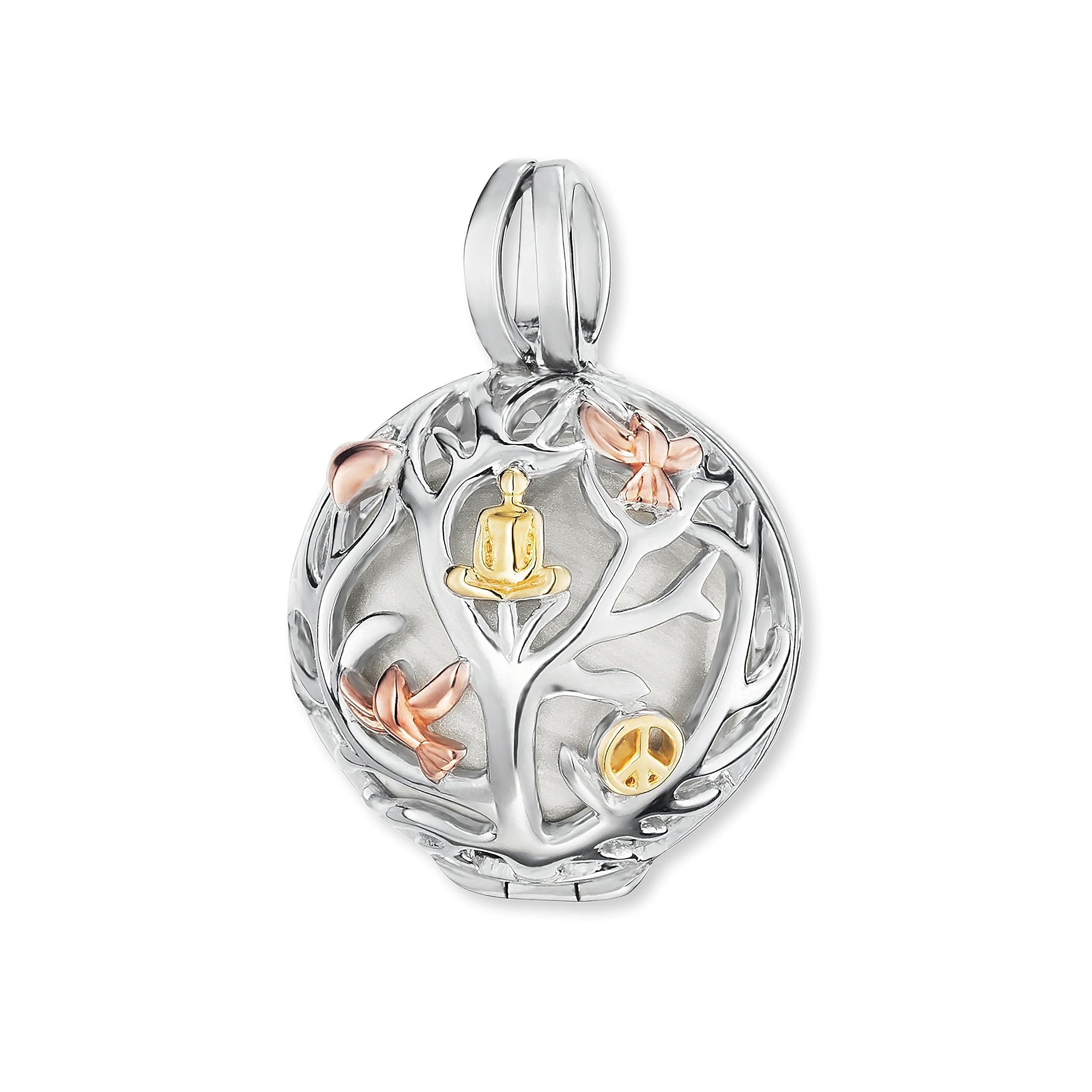 Angel Whisperer Tree of Life Sterling Silver Simulated Pearl Chime Pendant