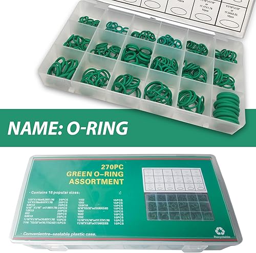 Miniatura 4 de 270 juntas tóricas de sellado automático, 18 tamaños, kit de reparación de anillos de goma de nitrilo resistentes a alta presión y altas
