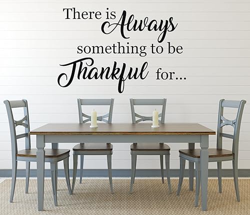 Miniatura 8 de Calcomanía de vinilo para pared con cita familiar con texto en inglés «There is Always Something to be Thankful for Thankful for