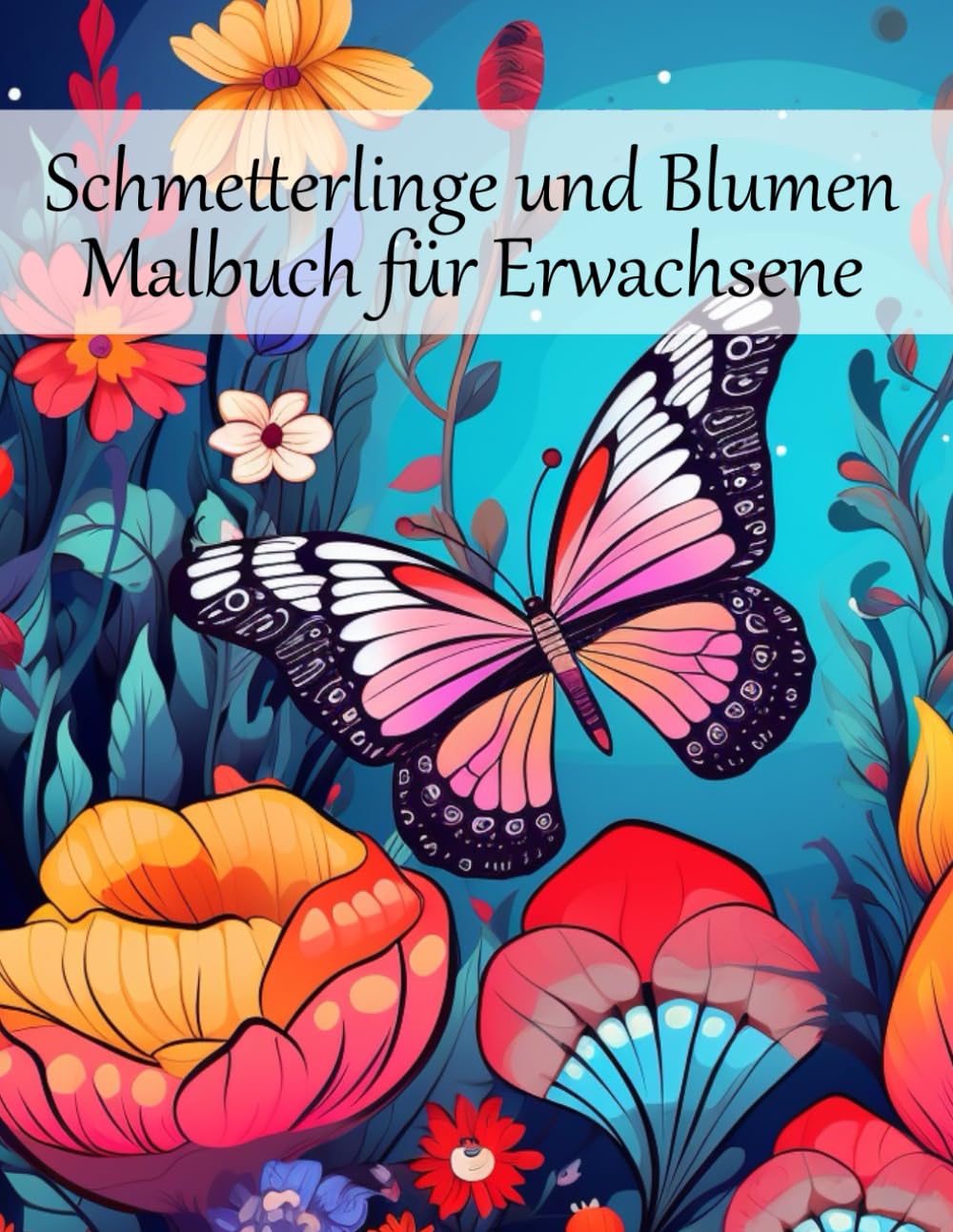 Schmetterlinge und Blumen Malbuch für Erwachsene: 50 wundervolle Blumen Schmetterlinge zum Ausmalen – Anti-Stress & Achtsamkeit durch kreative Entspannung