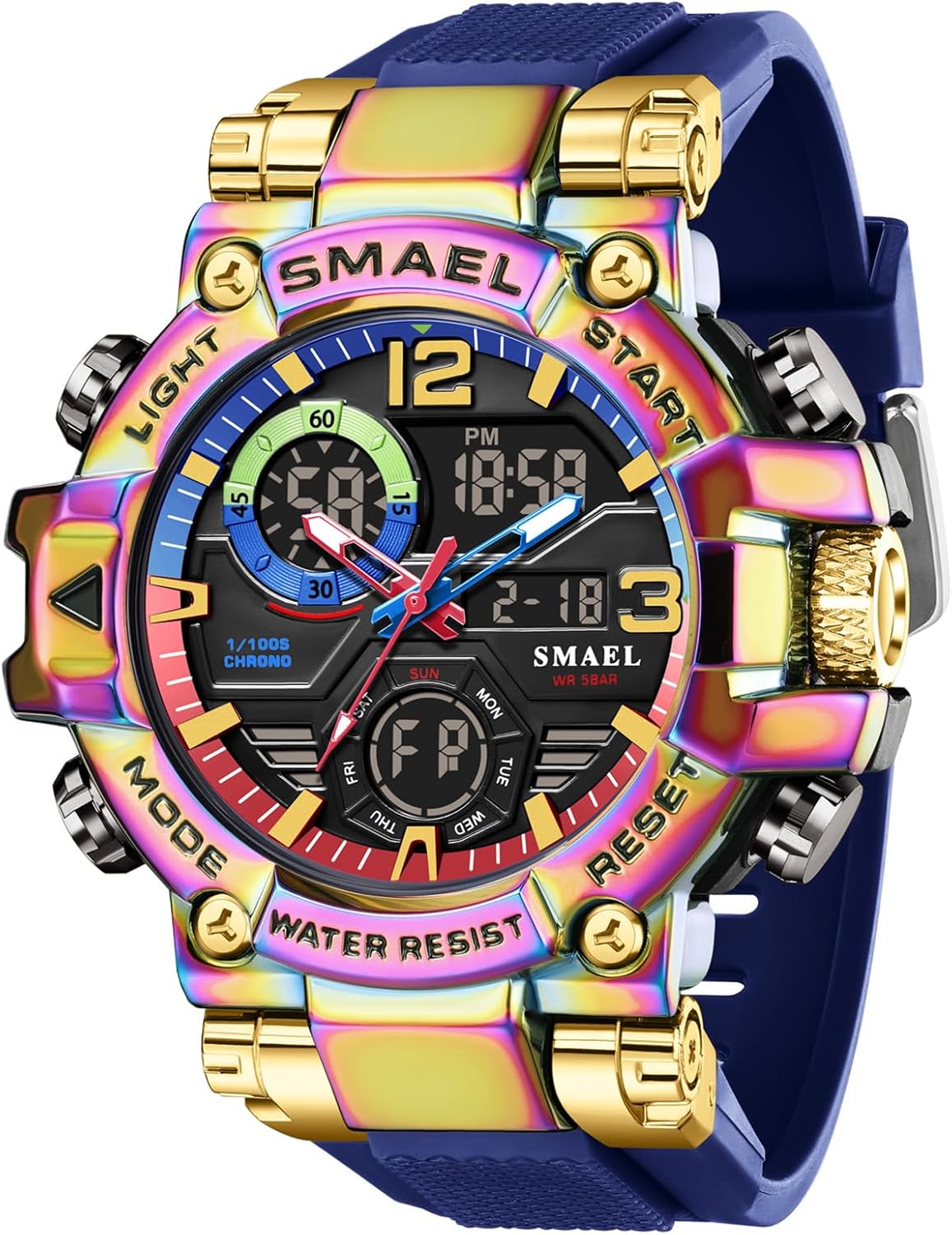 SMAEL Watches Fashion Men Sports 5ATM Waterproof Watch Multi Function LED Digital Shockproof Stylish‌ Outdoor Watches for Men