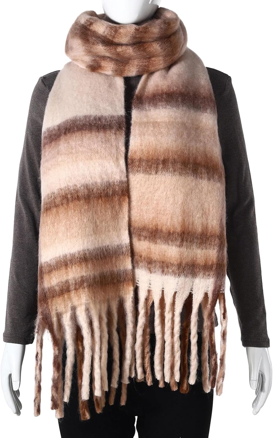 AUSEKALY Women's Scarf Big Colorful Thick Blanket Wrap Winter Oversized Warm Chunky Scarves Solid - Image 2