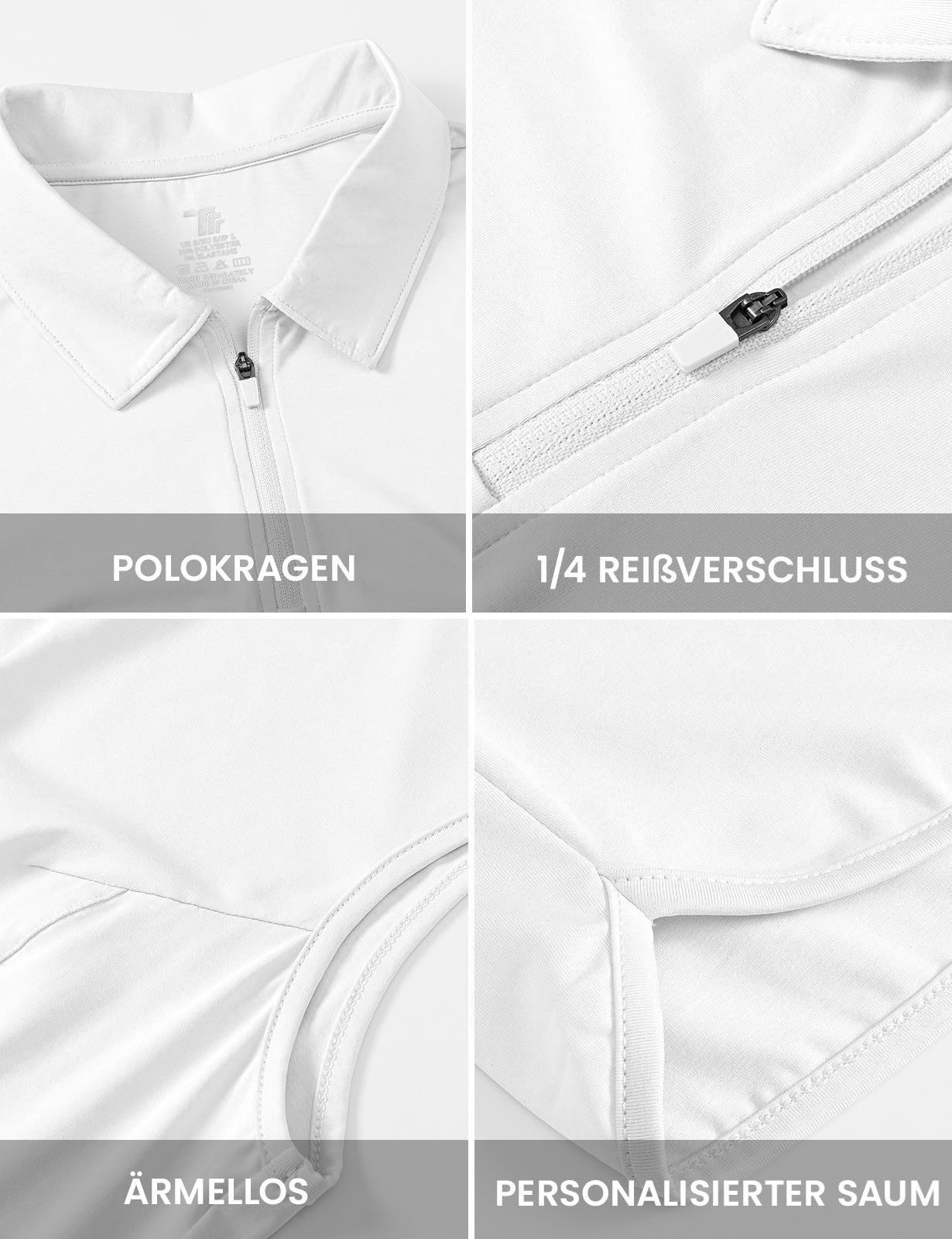 Rdruko Poloshirt Damen Ärmellos Polohemd Atmungsaktiv mit 1/4 Reißverschluss Schnelltrocknendes Sport Oberteil für Golf Tennis und Outdoor