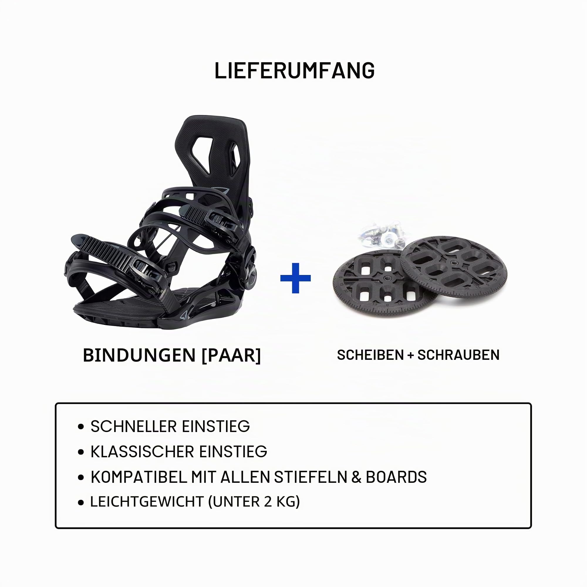 Snowboard Bindung Base + | Patentiertes FASTEC System | Hybrid mit Fast Entry + Strap in | Performance + Comfort | Für Damen & Herren