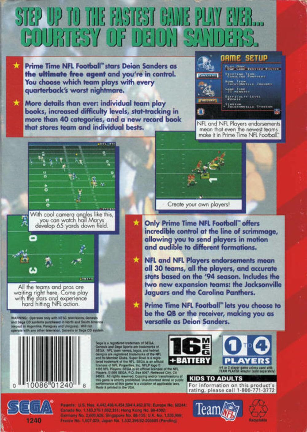 Amazon.com: Prime Time NFL - Sega Genesis : Video Games