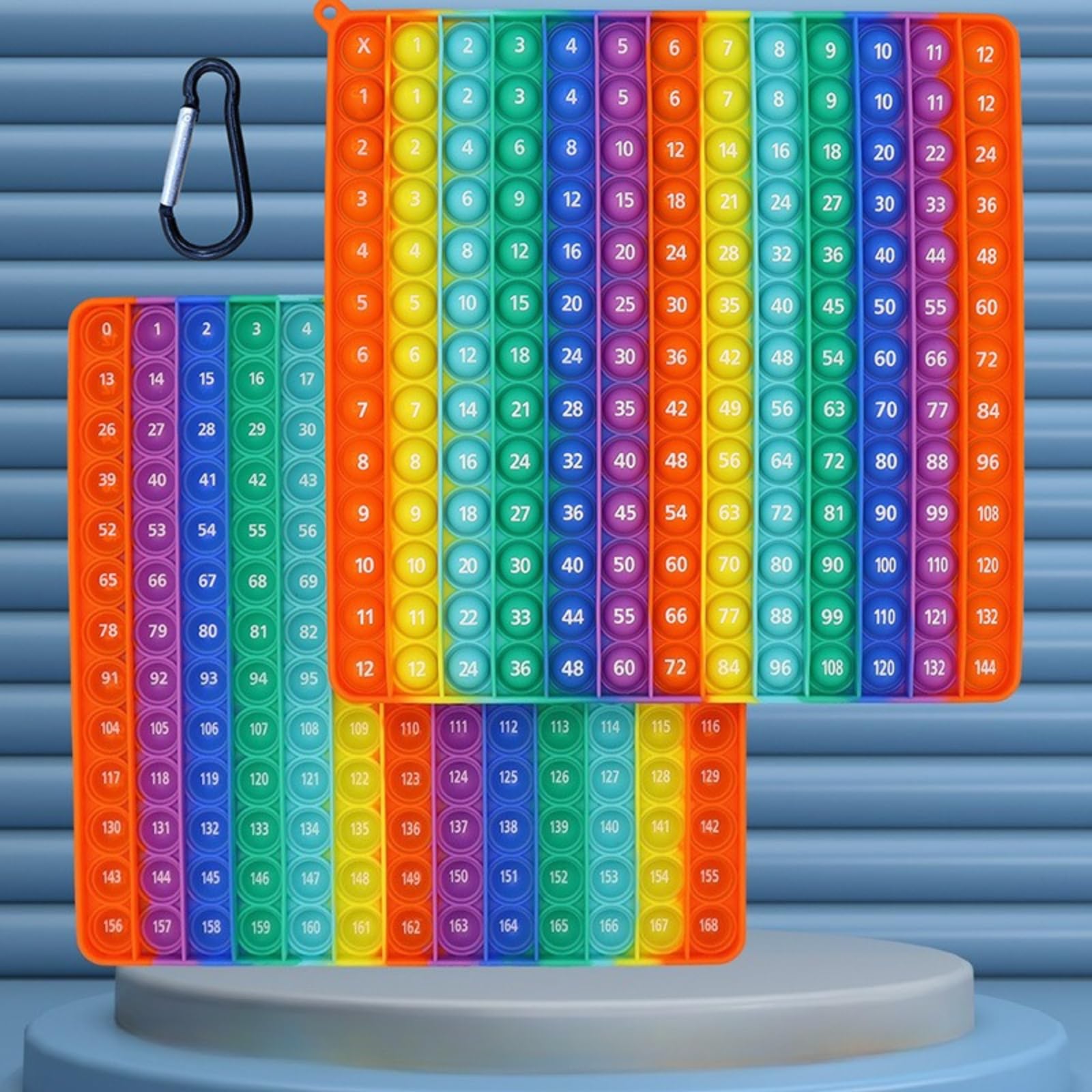 Multiplication table front multiplication 12x12 back addition 12+12 push bubble to make a popping sound rainbow stress relief toy suitable for relieving anxiety puzzle