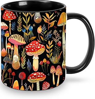 Yrebyou Mushroom Coffee Mug for Women Ceramic Tea Cup Novelty Mugs 11 Oz for Office Home Kitchen