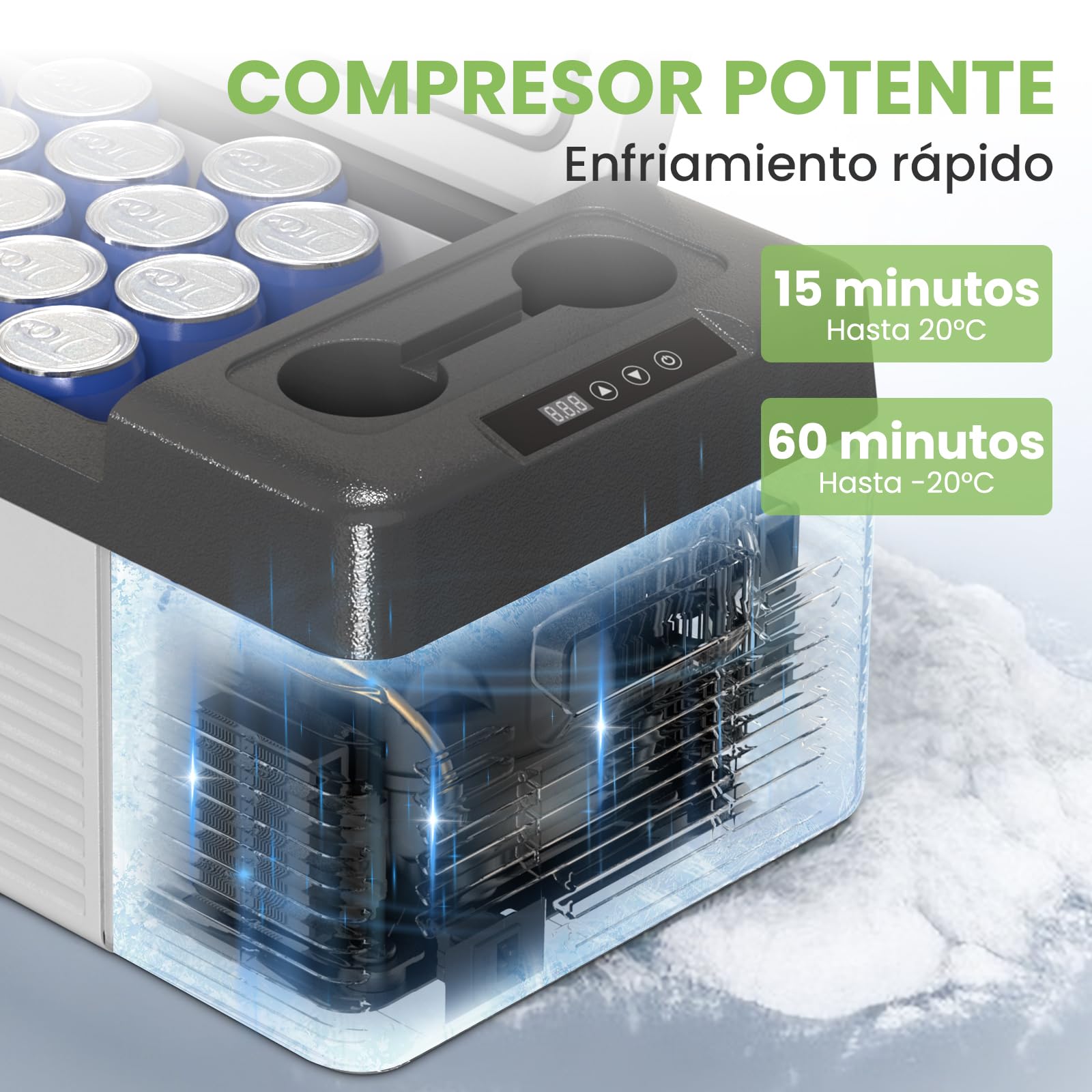 Alpicool CL15 Portátil Coche Frigoríficos 15L, Nuevo 2026 de Nevera Portátil Eléctrica 12V /24V DC, Mini Nevera de Coche 20°C a -20°C, Nevera Compresor para Hogar, Camping, Viajes, Automóvil, Gris
