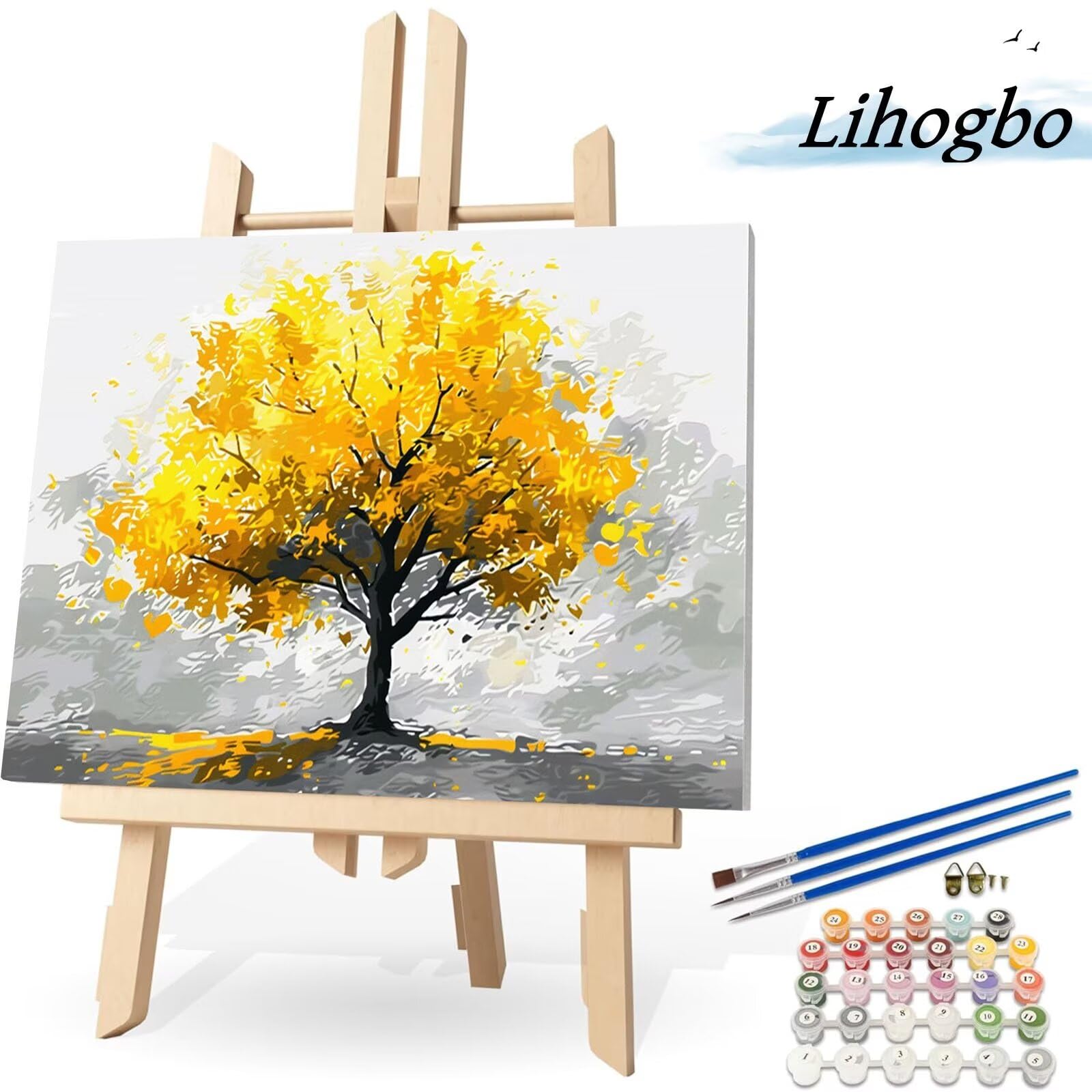 Peinture Par Numéros Adulte 50x100 Cm - Kit Toile "Arbre Fleuri", Peintures Acryliques, Pinceaux | Loisir Créatif, Déco Maison, Anti-Stress