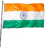 DANF India Flag 3x5 Ft Thick Polyester, Fade Resistant, Brass Grommets, Canvas Header, Double Sided Indian National Flags 3x5 Feet