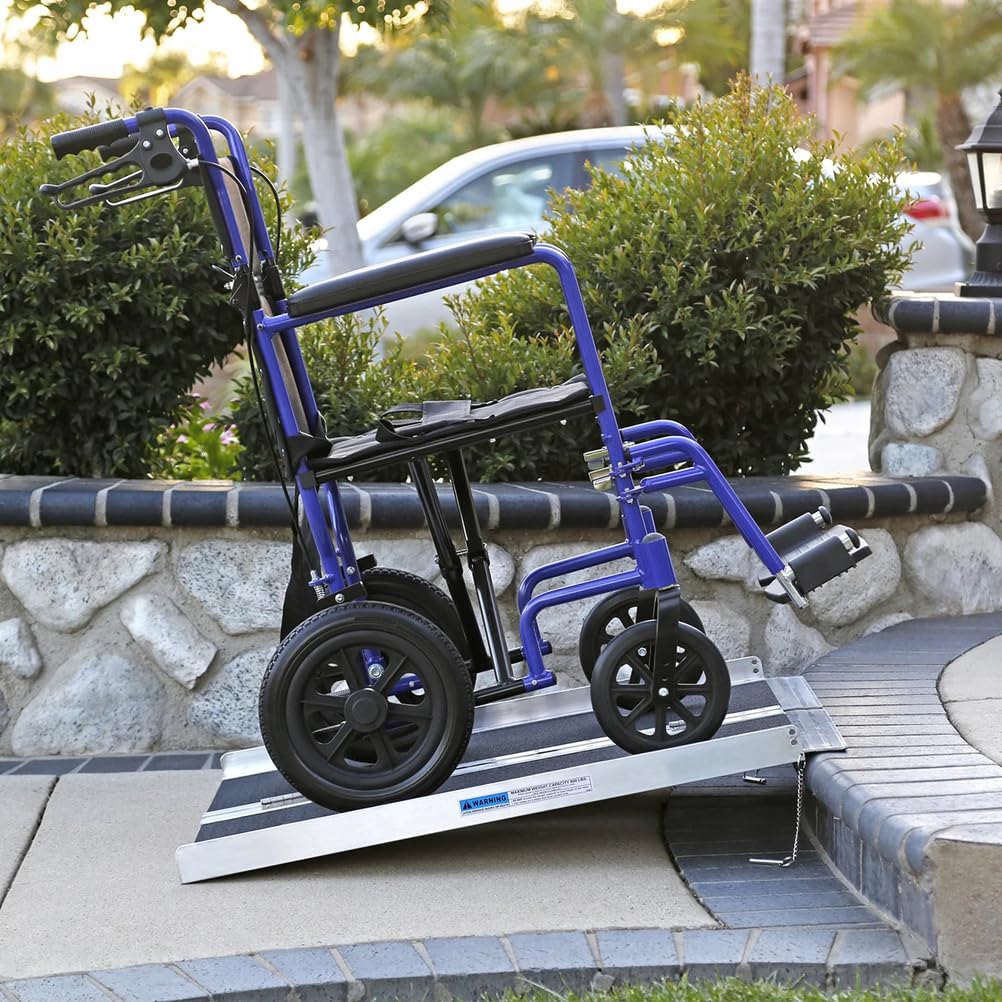 Rampa Portátil para Silla de Ruedas, Umbral Plegable de Aluminio Antideslizante con asa de Transporte para Escaleras Puertas Escalones, Capacidad para 272 kg,6Ft