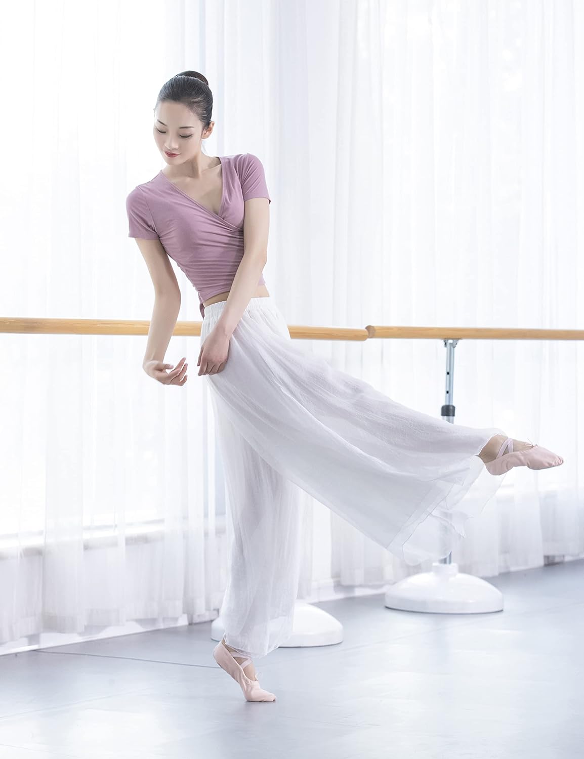 Angcoco Women's Double Layered Mesh Dancing Training Pants
