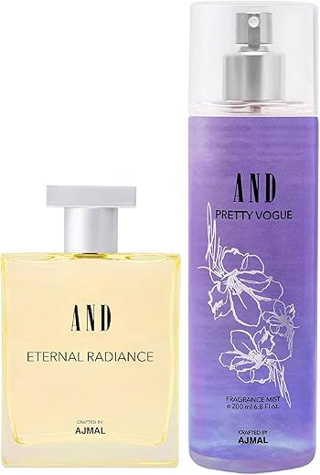 AND Ethereal Dreamer Eau De Parfum 50ML & Pretty Vogue Body Mist 200ML Pack of 2 for Women Crafted by Ajmal